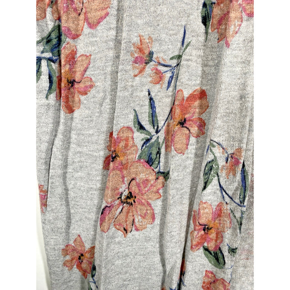 Torrid Heather Gray Pink Floral Cardigan Sweater Size 4 Open Front Knit Floral - Picture 6 of 11